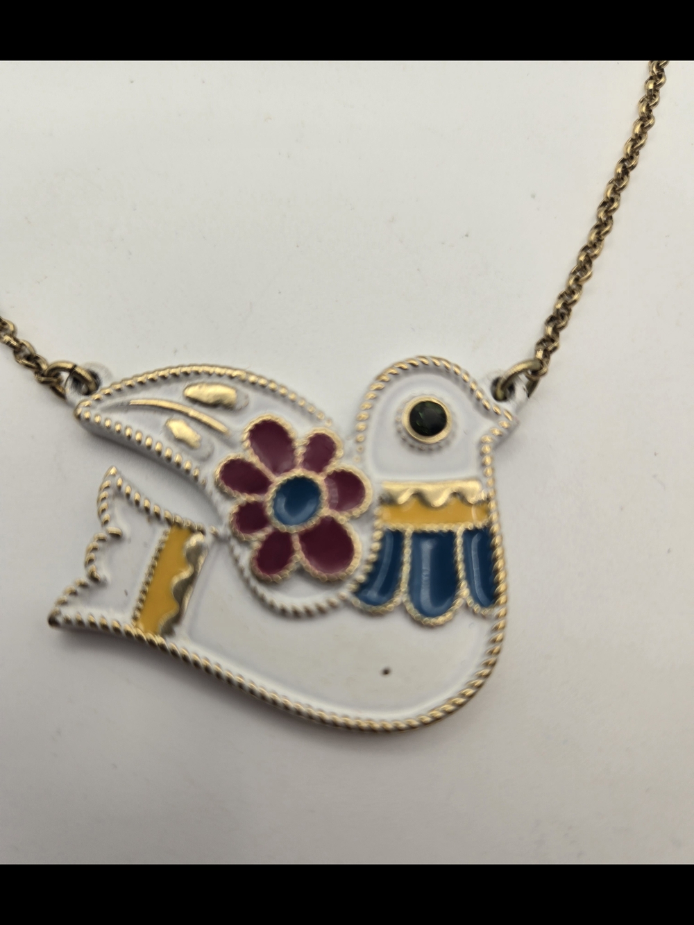 Betsey Johnson Dove Flower Necklace Peace Vintage Inspired Hippie Woodstock READ